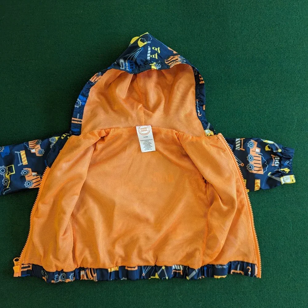 NWOT Wonder Nation Boy's Construction Vehicles Hooded Zip-up Windbreaker 💙